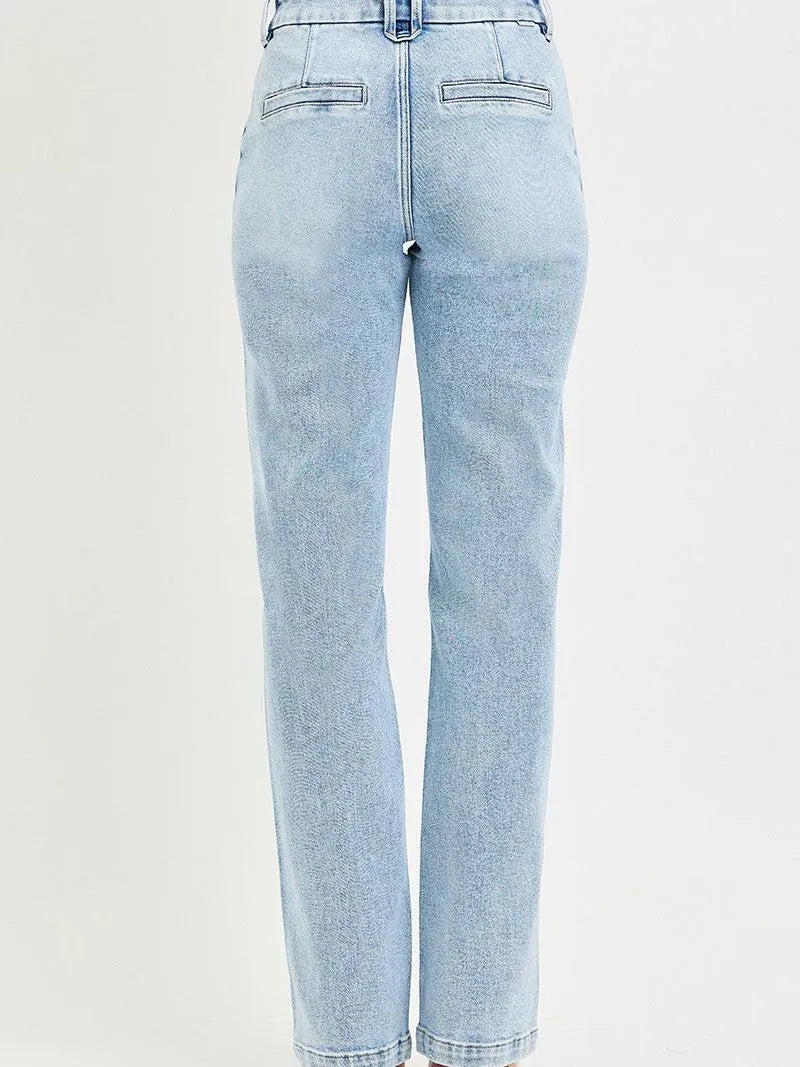 Risen Refined Line Tummy Control High Rise Pin Tuck Jeans-Women's Jeans-Shop Z & Joxa