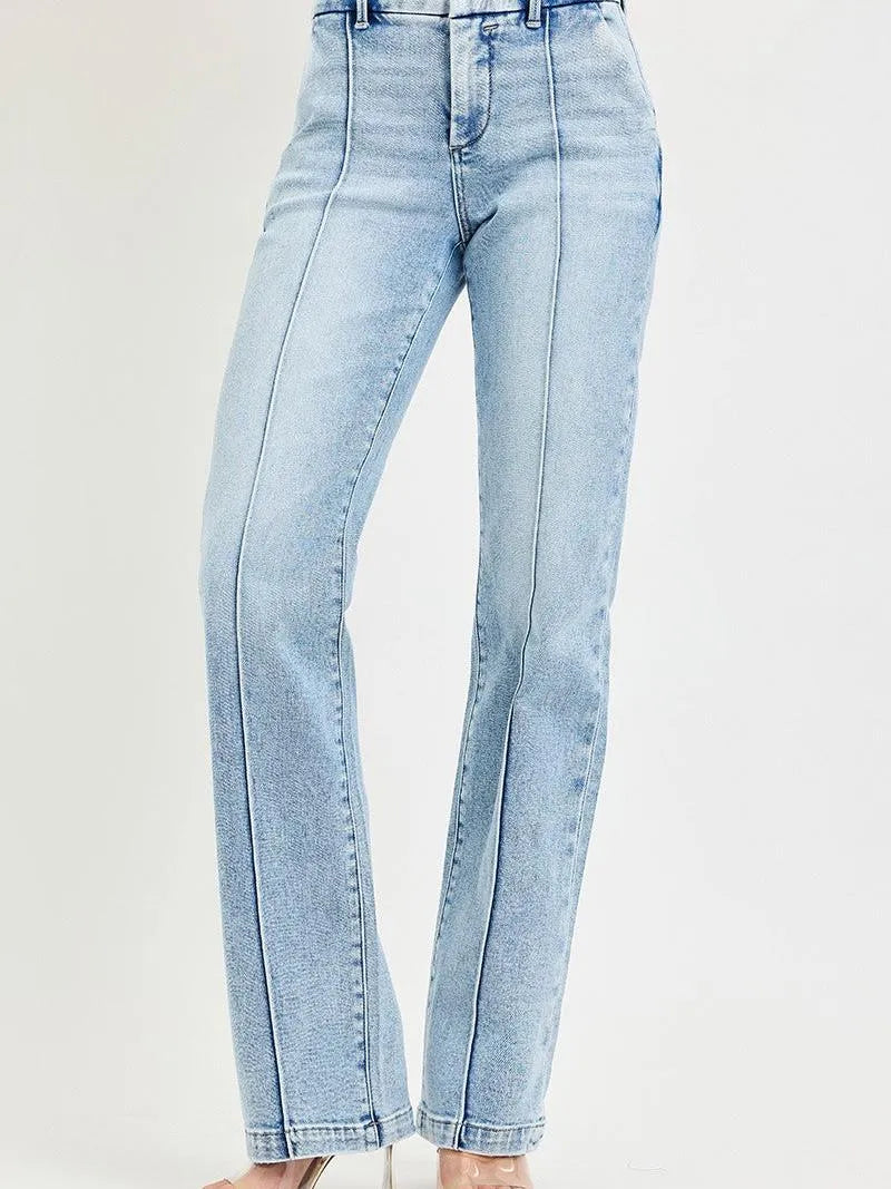 Risen Refined Line Tummy Control High Rise Pin Tuck Jeans-Women's Jeans-Shop Z & Joxa