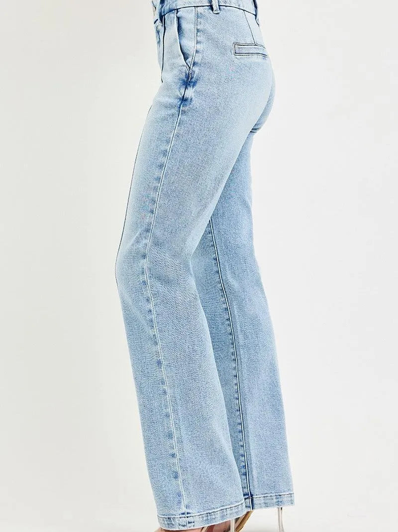 Risen Refined Line Tummy Control High Rise Pin Tuck Jeans-Women's Jeans-Shop Z & Joxa