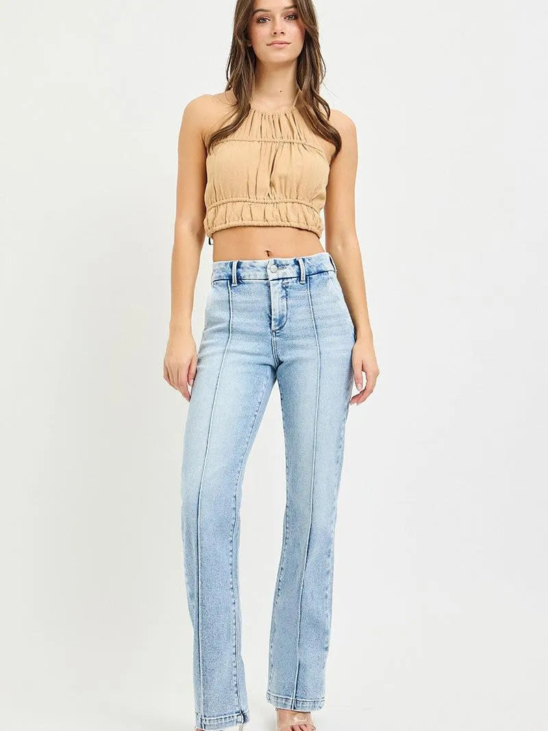 Risen Refined Line Tummy Control High Rise Pin Tuck Jeans-Women's Jeans-Shop Z & Joxa
