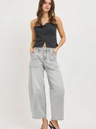 Risen Relaxed Radius Slouchy Cropped Barrel Jeans in Grey-Women's Jeans-Shop Z & Joxa