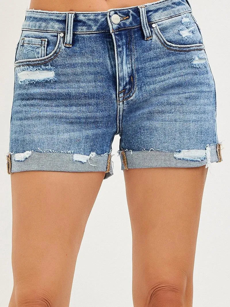 Risen Relaxed Rhythm Mid Rise Cuffed Shorts-Women's Shorts-Shop Z & Joxa