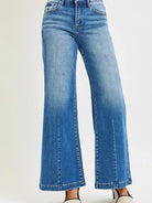 Risen Retro Rove Vintage Mid Rise Wide Leg Flared Jeans-Women's Jeans-Shop Z & Joxa