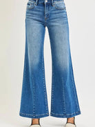 Risen Retro Rove Vintage Mid Rise Wide Leg Flared Jeans-Women's Jeans-Shop Z & Joxa