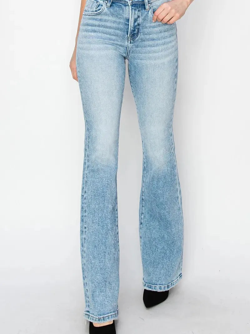 Risen RetroGlow High Waisted Flare Jeans in Light Stone-Women's Jeans-Shop Z & Joxa