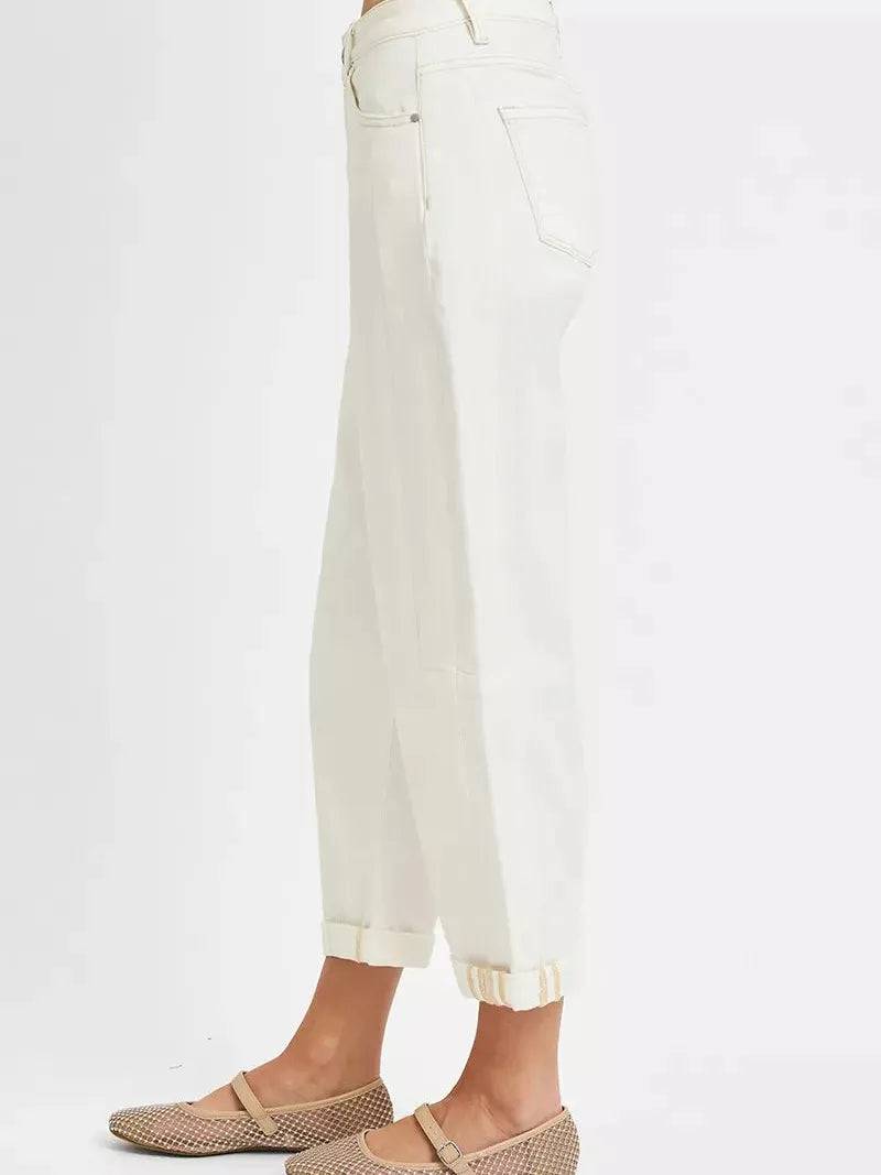 Risen Roll With It High Rise Barrel Cropped Jeans-Women's Jeans-Shop Z & Joxa