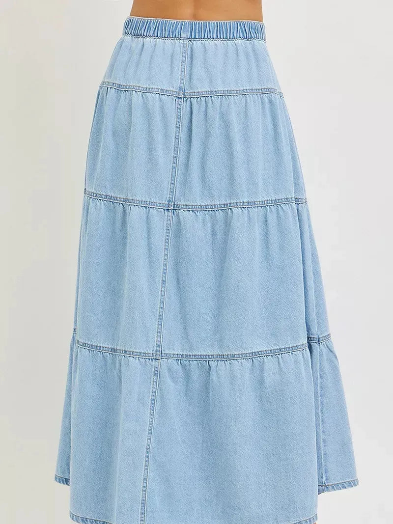 Risen Ruffle Flow High Rise Ruffle Long Skirts Light Stone-Women's Skirts & Skorts-Shop Z & Joxa