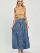 Risen Ruffle Flow High Rise Ruffle Long Skirts Medium Stone-Women's Skirts & Skorts-Shop Z & Joxa