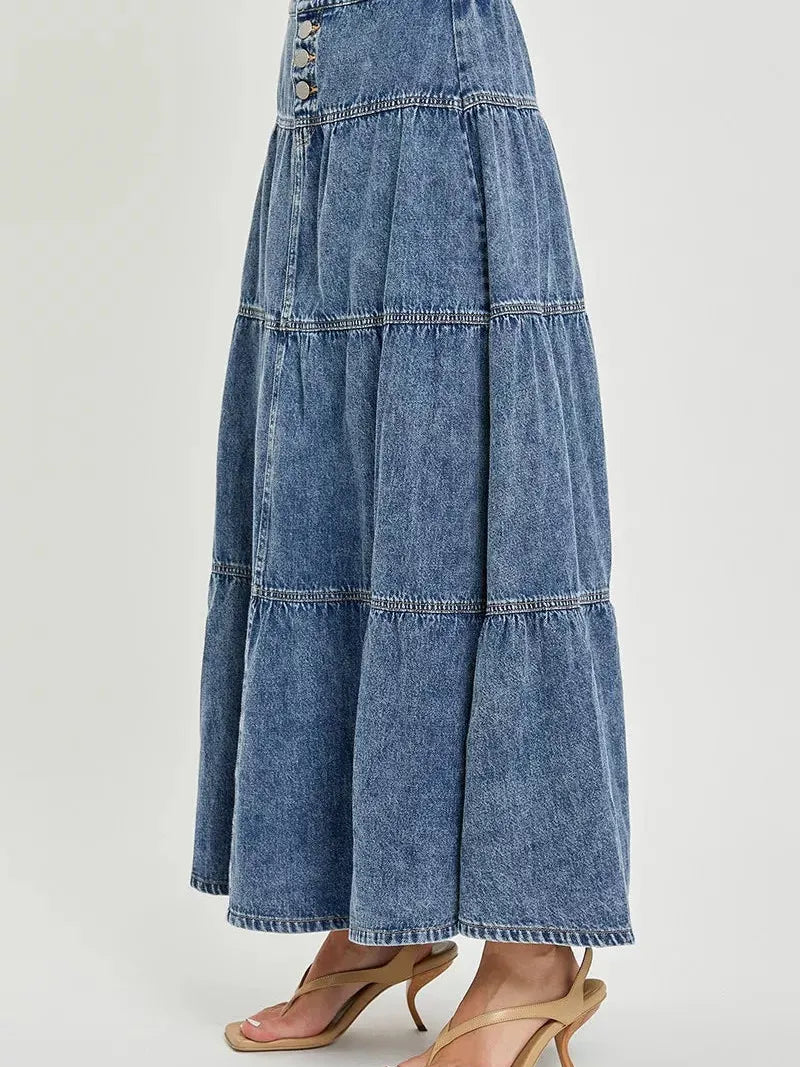 Risen Ruffle Flow High Rise Ruffle Long Skirts-Women's Skirts & Skorts-Shop Z & Joxa