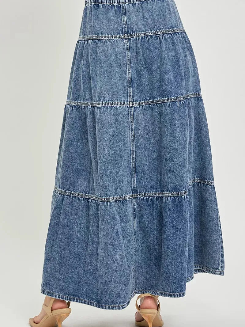 Risen Ruffle Flow High Rise Ruffle Long Skirts-Women's Skirts & Skorts-Shop Z & Joxa