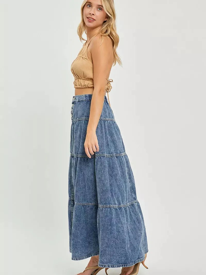 Risen Ruffle Flow High Rise Ruffle Long Skirts-Women's Skirts & Skorts-Shop Z & Joxa