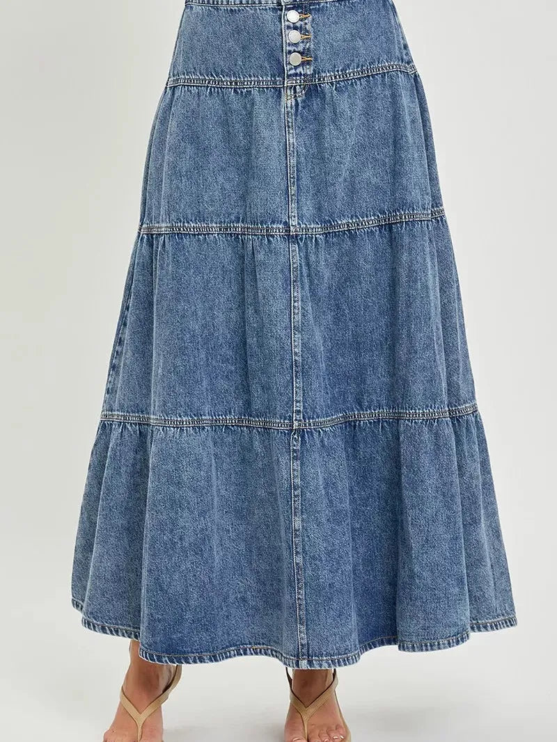Risen Ruffle Flow High Rise Ruffle Long Skirts-Women's Skirts & Skorts-Shop Z & Joxa