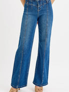 Risen Seam Dream Wide Leg High-Rise Jeans-Women's Jeans-Shop Z & Joxa