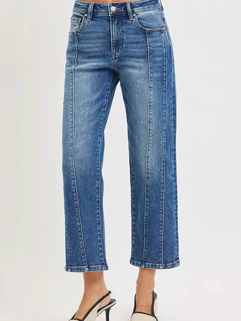Risen Seam Revival High Rise Seam Detail Cropped Jeans-Women's Jeans-Shop Z & Joxa