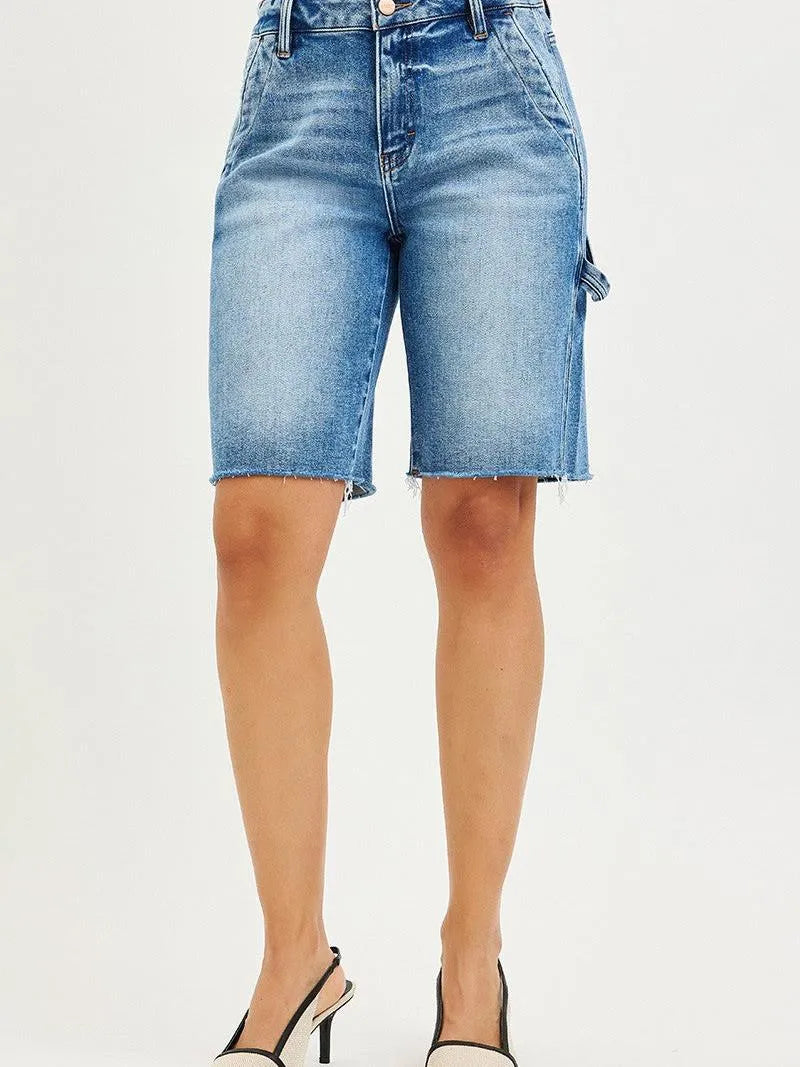 Risen Side Tab Chic High Rise Bermuda Shorts With Side Tab-Women's Shorts-Shop Z & Joxa