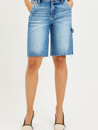 Risen Side Tab Chic High Rise Bermuda Shorts With Side Tab-Women's Shorts-Shop Z & Joxa