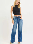 Risen Sidewalk Swagger Baggy Slouch Jeans Side Seam Detail-Women's Jeans-Shop Z & Joxa