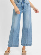 Risen Sky Stride High Rise Crop Wide Leg Jeans in Light Stone-Women's Jeans-Shop Z & Joxa