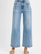 Risen Sky Stride High Rise Crop Wide Leg Jeans in Light Stone-Women's Jeans-Shop Z & Joxa