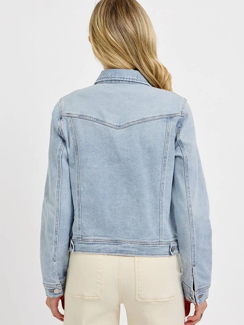 Risen Skyline Classic Light Wash Button up Denim Jacket-Coats & Jackets-Shop Z & Joxa