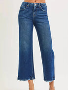 Risen Skyline Tummy Control Wide Leg Frayed Edge Crop Jeans-Women's Jeans-Shop Z & Joxa