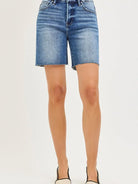 Risen Sleek Stone Tummy Control High Rise Raw Cut Hem Jorts-Women's Shorts-Shop Z & Joxa