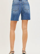 Risen Sleek Stone Tummy Control High Rise Raw Cut Hem Jorts-Women's Shorts-Shop Z & Joxa