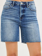 Risen Sleek Stone Tummy Control High Rise Raw Cut Hem Jorts-Women's Shorts-Shop Z & Joxa