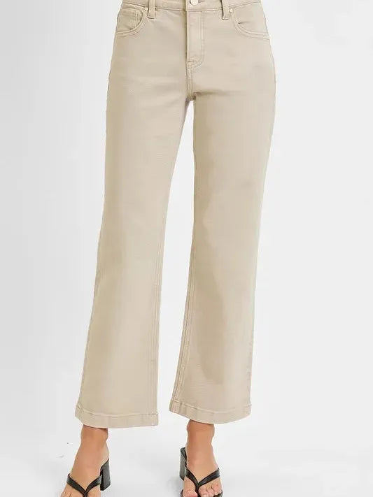 Risen SleekFit Tummy Control Mid Rise Ankle Jeans in Almond-Women's Jeans-Shop Z & Joxa