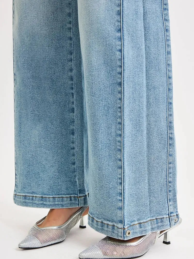 Risen SnapFlow Mid Rise Barrel Leg Jeans in Medium Stone-Women's Jeans-Shop Z & Joxa