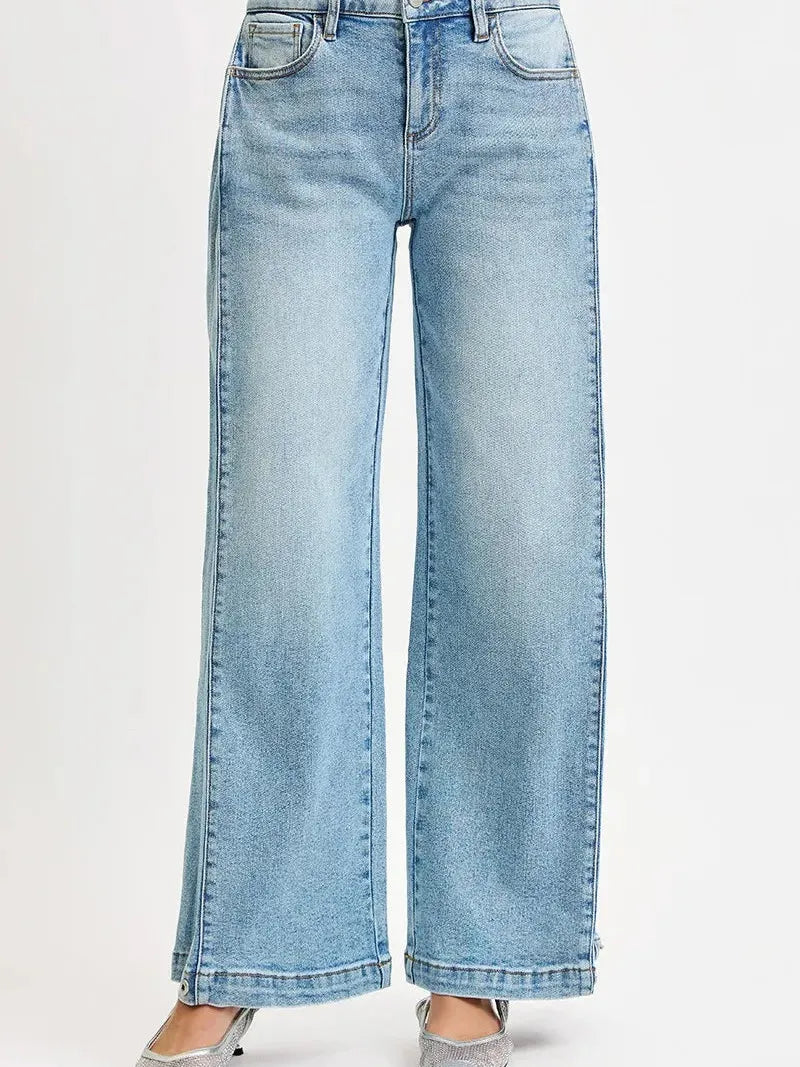 Risen SnapFlow Mid Rise Barrel Leg Jeans in Medium Stone-Women's Jeans-Shop Z & Joxa