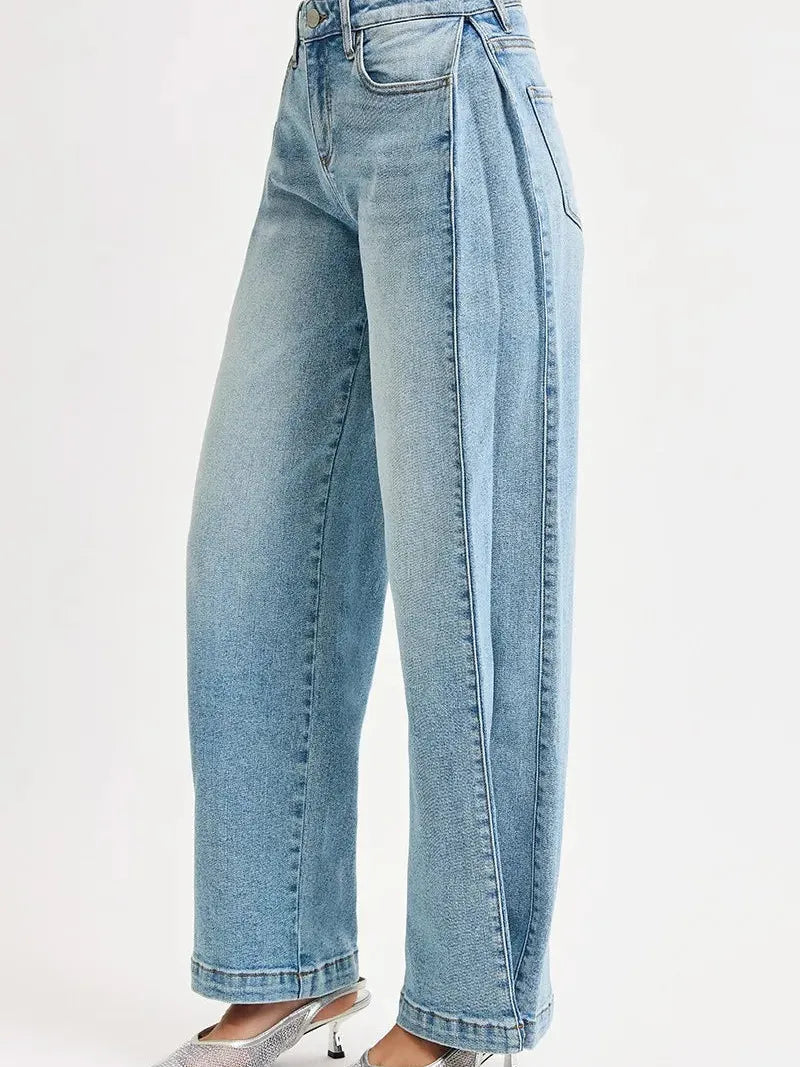 Risen SnapFlow Mid Rise Barrel Leg Jeans in Medium Stone-Women's Jeans-Shop Z & Joxa
