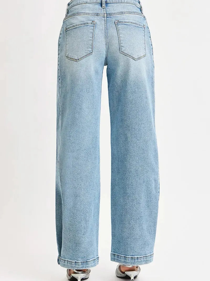 Risen SnapFlow Mid Rise Barrel Leg Jeans in Medium Stone-Women's Jeans-Shop Z & Joxa