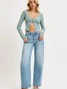 Risen SnapFlow Mid Rise Barrel Leg Jeans in Medium Stone-Women's Jeans-Shop Z & Joxa