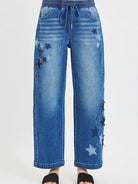 Risen Starstruck Elastic Slouchy Cropped Barrel with Star Patch-Women's Jeans-Shop Z & Joxa