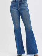 Risen Stone Kissed Flair High Rise Flare Fringe Hem Jeans-Women's Jeans-Shop Z & Joxa