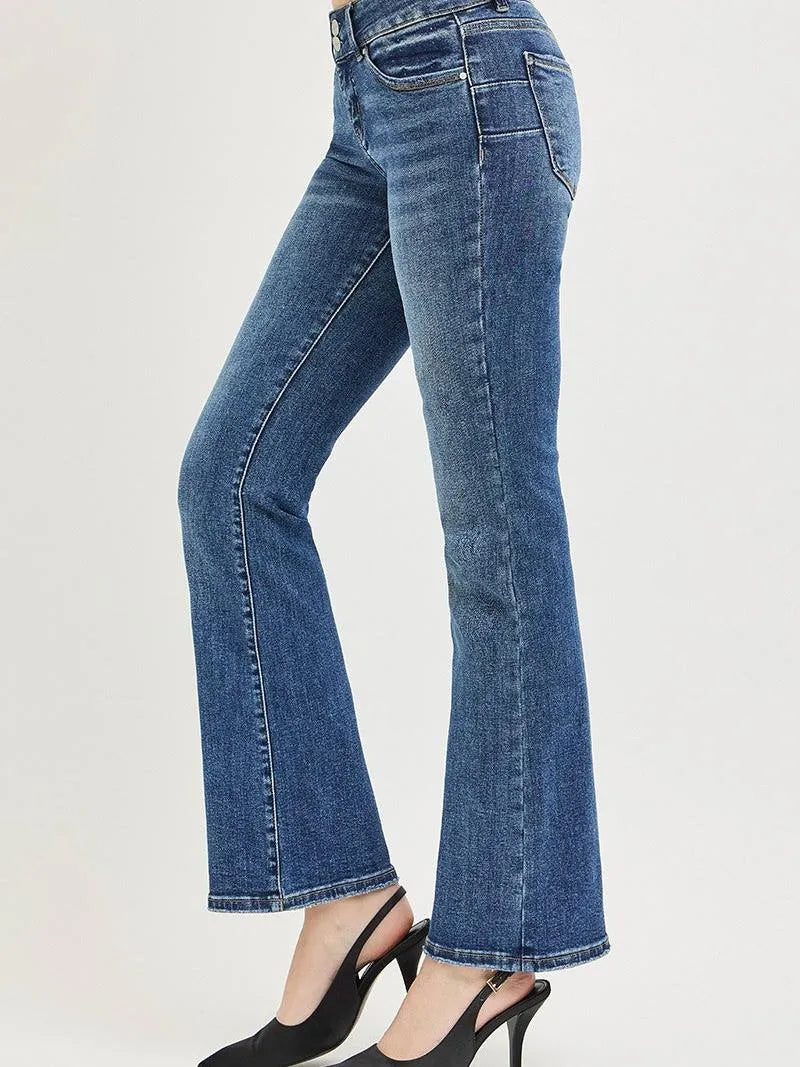 Risen Stonewash Sculpt Tummy Control Low Rise Bootcut Jeans-Women's Jeans-Shop Z & Joxa