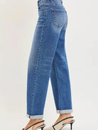 Risen Straight Talk High Rise Fit Ankle Length Cuffed Jeans-Women's Jeans-Shop Z & Joxa