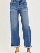 Risen Straight Talk High Rise Fit Ankle Length Cuffed Jeans-Women's Jeans-Shop Z & Joxa