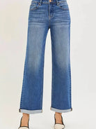 Risen Straight Talk High Rise Fit Ankle Length Cuffed Jeans-Women's Jeans-Shop Z & Joxa