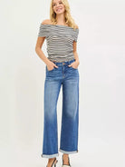 Risen Straight Talk High Rise Fit Ankle Length Cuffed Jeans-Women's Jeans-Shop Z & Joxa