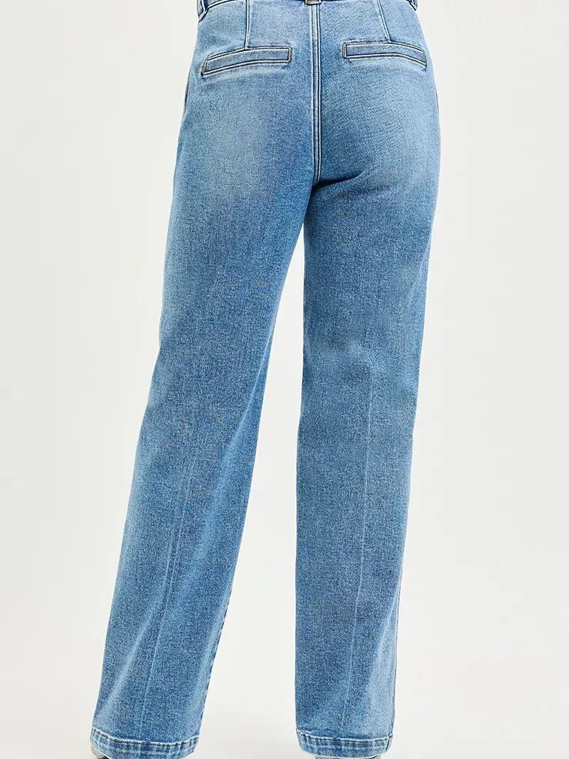 Risen Straight Up Mid Rise Slouchy Straight Jeans-Women's Jeans-Shop Z & Joxa