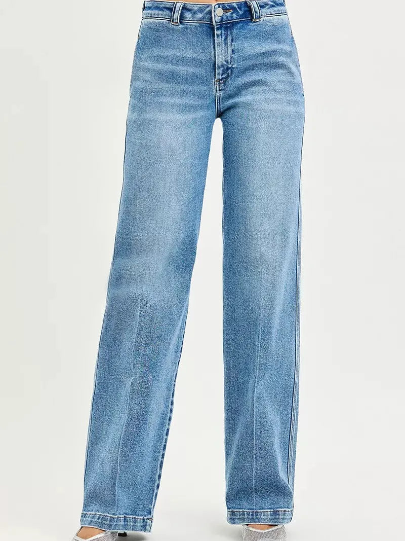 Risen Straight Up Mid Rise Slouchy Straight Jeans-Women's Jeans-Shop Z & Joxa