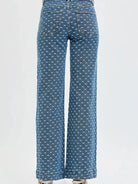 Risen Sweet Stitch High Rise Wide Leg Bow Embroidered Jeans in Dark Stone-Women's Jeans-Shop Z & Joxa