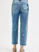 Risen Sweetheart Wash Mid Rise Fit-Boyfriend Heart Print Jeans-Women's Jeans-Shop Z & Joxa