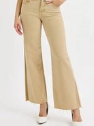 Risen Tan Trendsetters Wide Leg Cropped Jeans-Women's Jeans-Shop Z & Joxa
