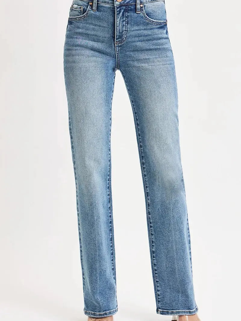 Risen Timeless High-Waisted Straight Leg Jeans-Women's Jeans-Shop Z & Joxa