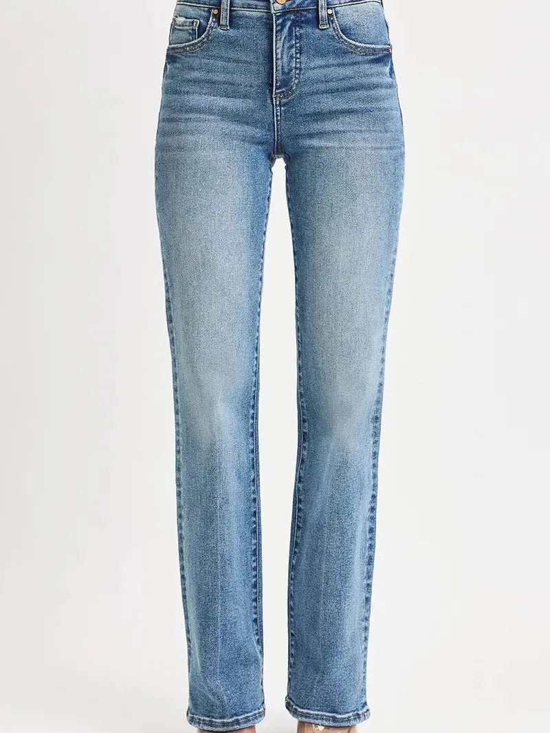 Risen Timeless High-Waisted Straight Leg Jeans-Women's Jeans-Shop Z & Joxa