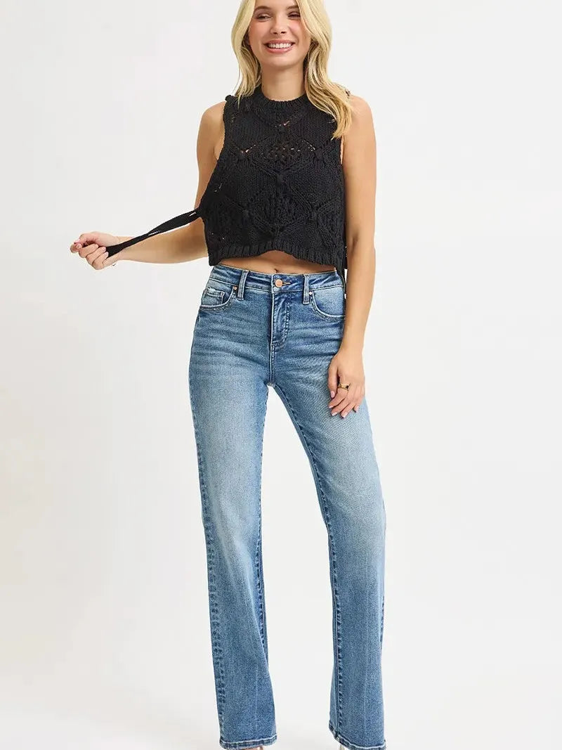 Risen Timeless High-Waisted Straight Leg Jeans-Women's Jeans-Shop Z & Joxa