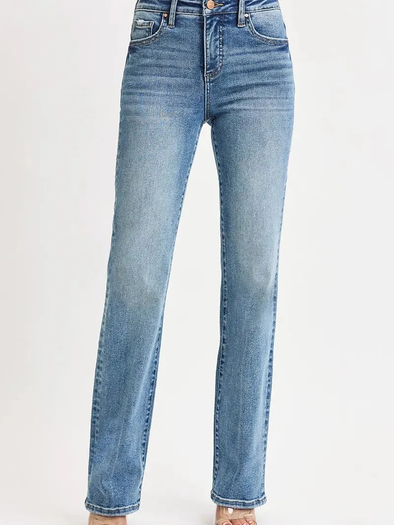 Risen Timeless High-Waisted Straight Leg Jeans-Women's Jeans-Shop Z & Joxa